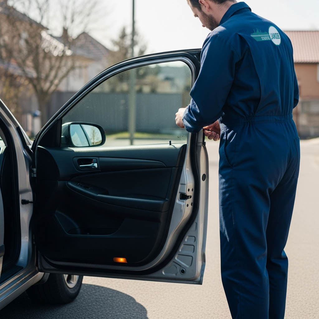Autoöffnung Köln- Ein Mitarbeiter vom Schlüsseldienst bei der arbeit